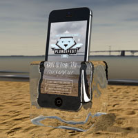iPhone in ice cube for Chesapeake Bay Polar Bear Plunge