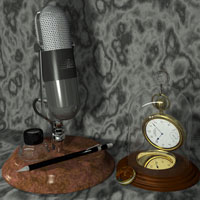 Pocket watch and old radio microphone